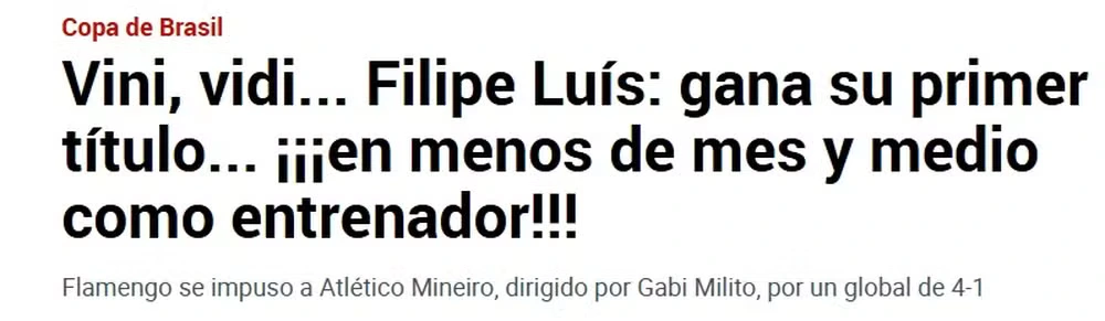 filipetitulo "Números impressionantes": título de Filipe Luís como técnico do Flamengo repercute na mídia espanhola